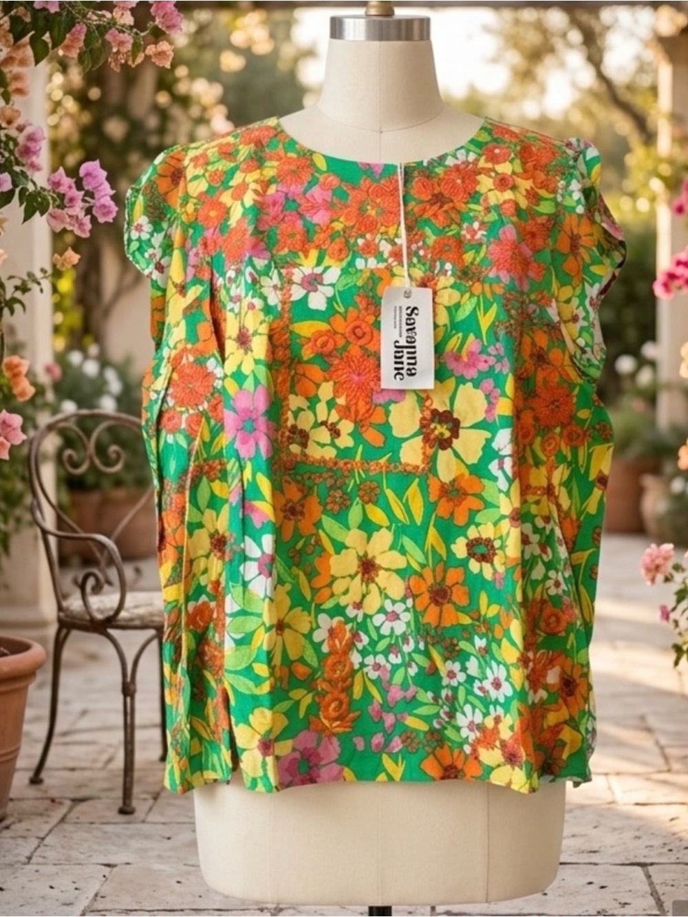 Savanna Jane Embroidered Floral Boho Top Plus Size 1X NWT